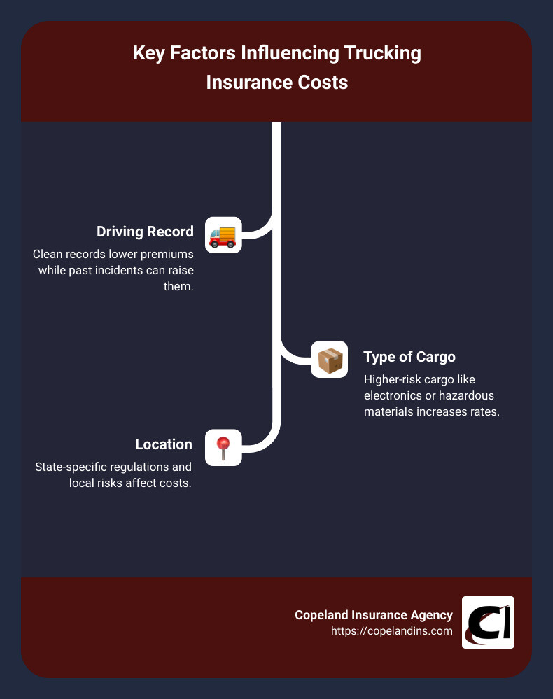 Trucking Insurance Costs Explained: How Much Should You Expect to Pay? 1 infographic on trucking insurance costs - how much is trucking insurance infographic infographic-line-3-steps