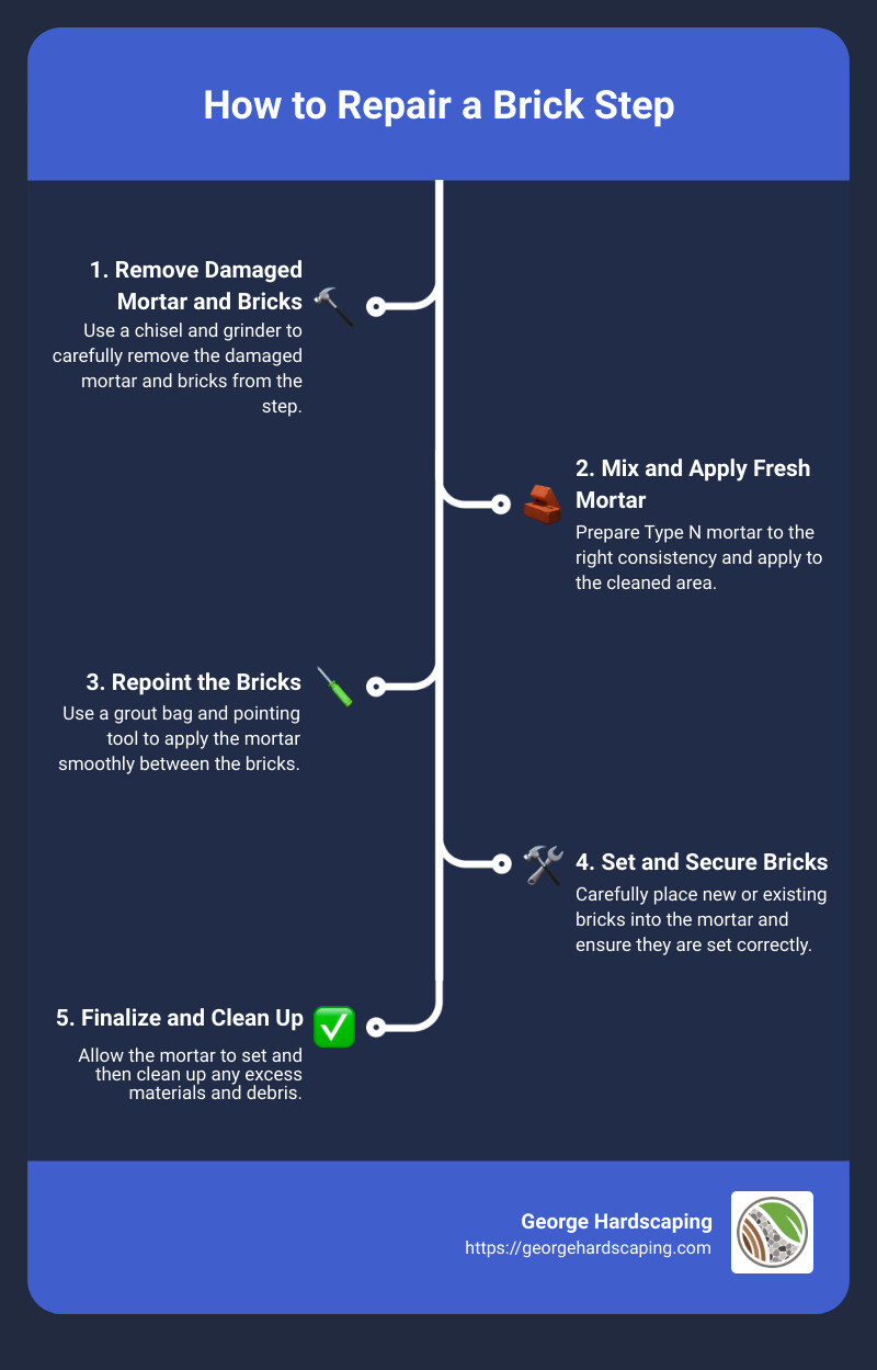 Step-by-Step Infographic for Brick Step Repair - how to repair a brick step infographic infographic-line-5-steps