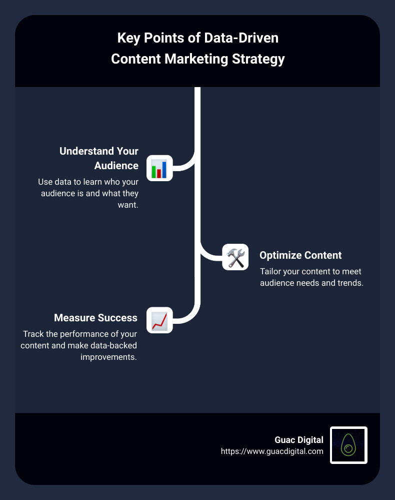 key points of data driven content marketing strategy - data driven content marketing strategy infographic infographic-line-3-steps