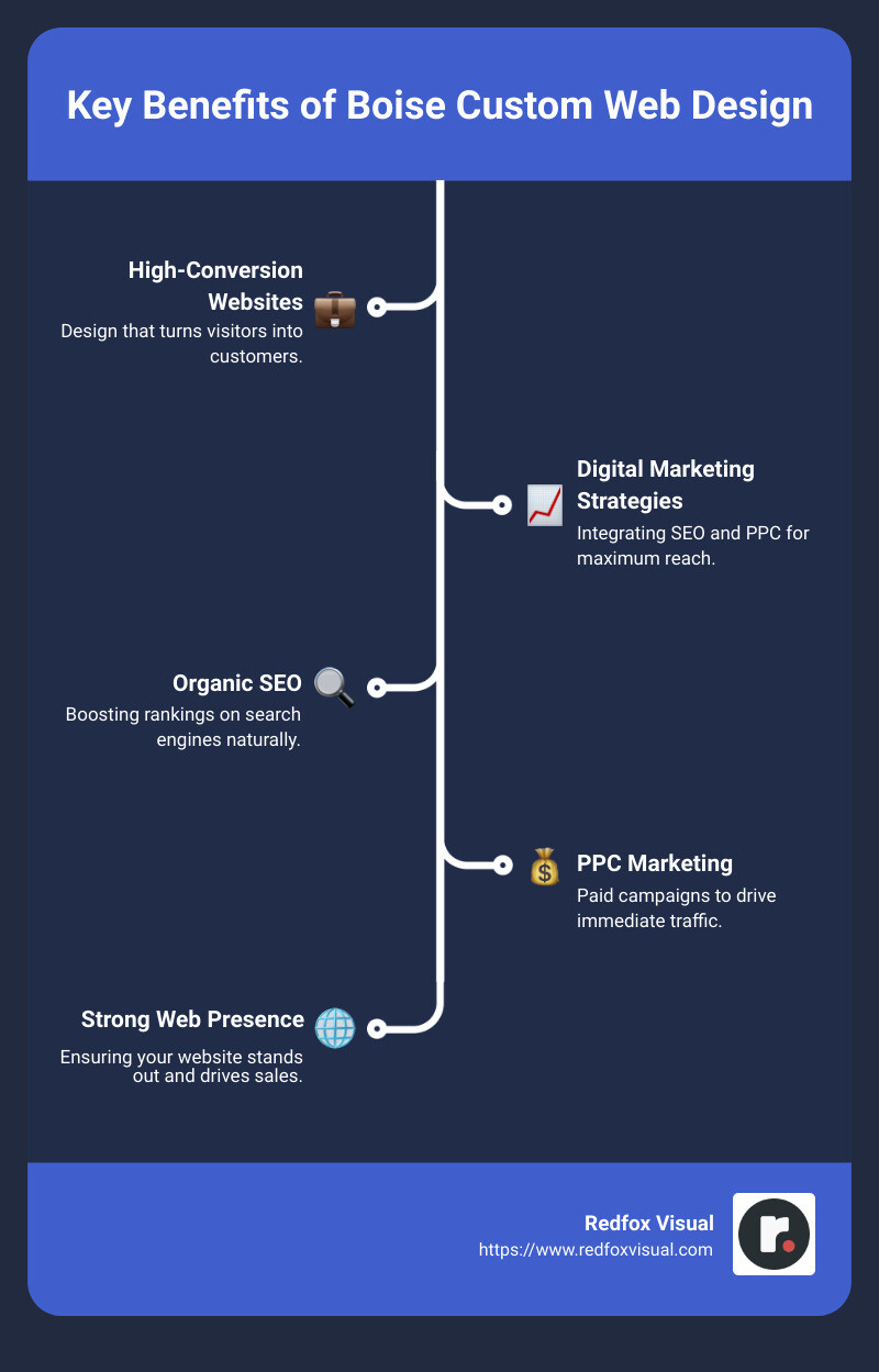 Summary of Boise Custom Web Design Benefits - boise custom web design infographic infographic-line-5-steps