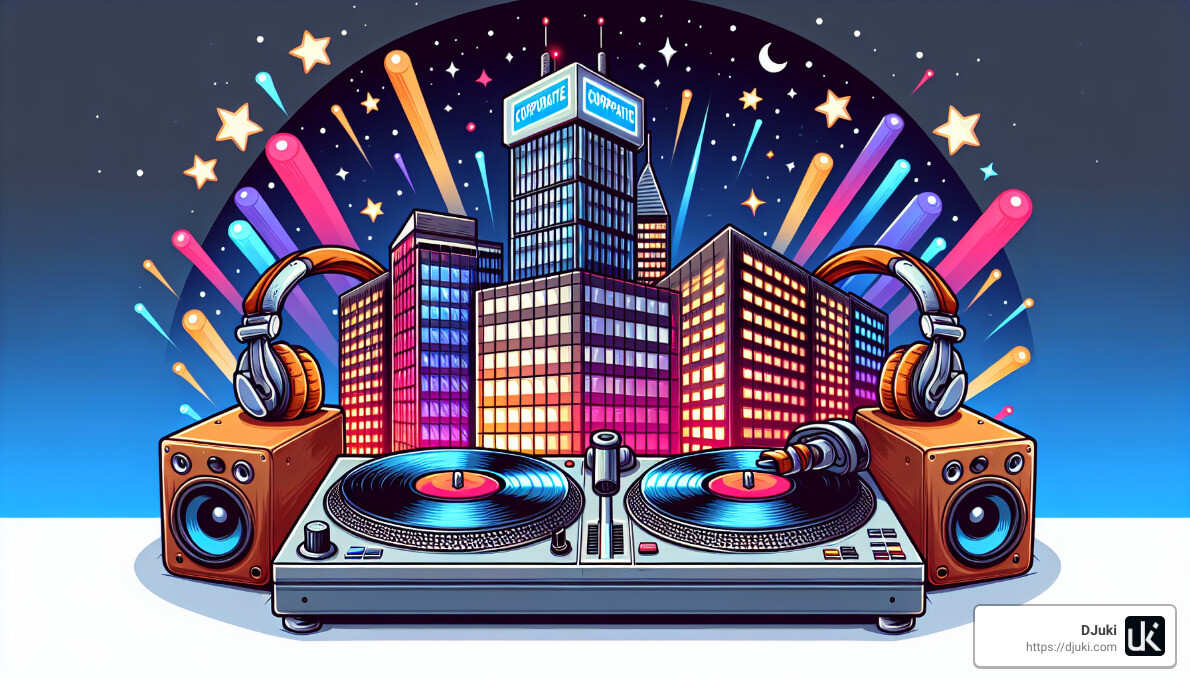 DJ setup at a corporate event - average cost to dj a corporate event