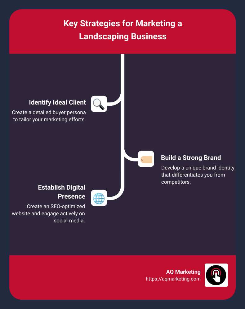 Landscaping Marketing Essentials - how to market a landscaping business infographic infographic-line-3-steps