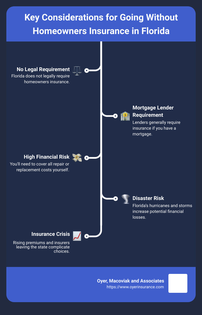Infographic explaining reasons and risks of going without homeowners insurance in Florida - going without homeowners insurance in florida infographic infographic-line-5-steps