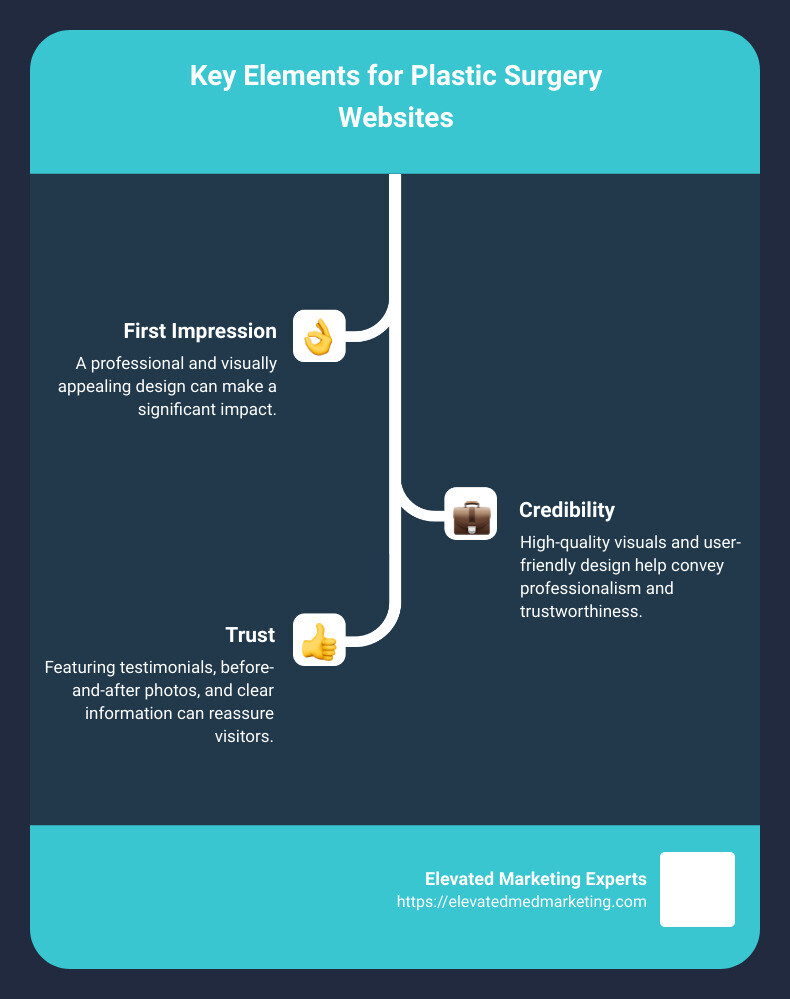 Key Elements for Plastic Surgery Websites - plastic surgery website design and development infographic infographic-line-3-steps