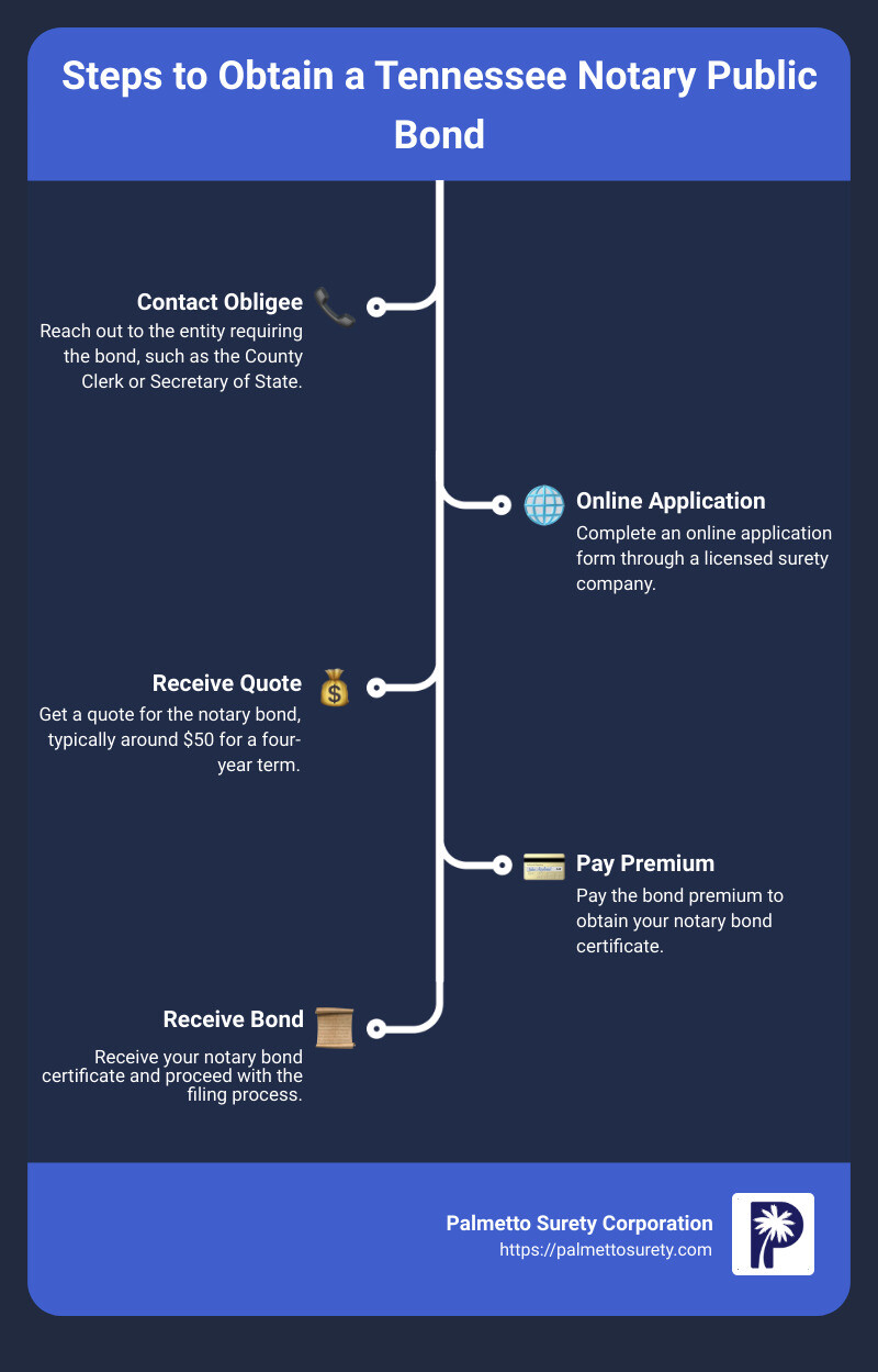 Tennessee notary public bonds: requirements and tips 1 Notary bond process infographic - bonds for notary public tennessee infographic infographic-line-5-steps