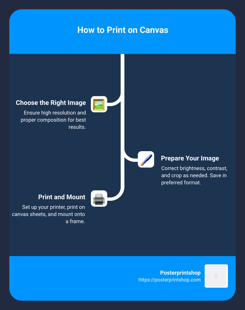 Steps to Print on Canvas - how to print on canvas infographic infographic-line-3-steps