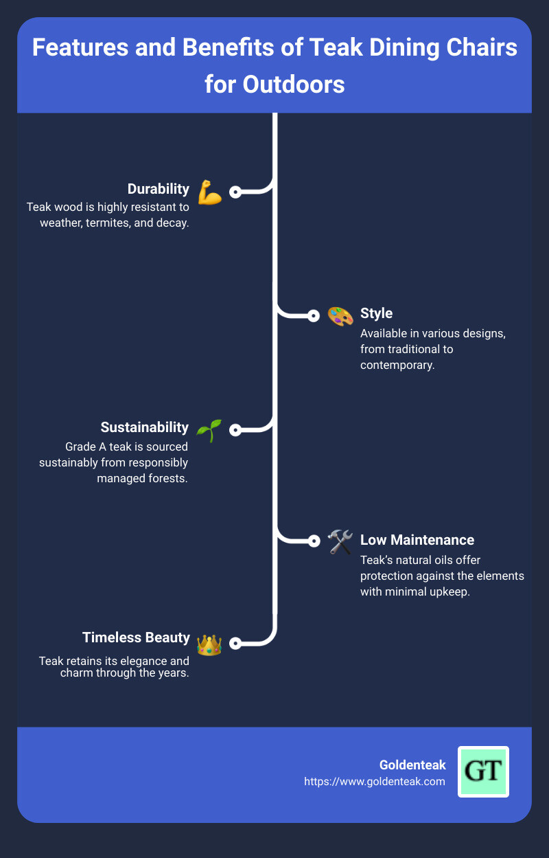 Features and Benefits of Teak Dining Chairs for Outdoors - outdoor teak dining chairs infographic infographic-line-5-steps Features and Benefits of Teak Dining Chairs for Outdoors - outdoor teak dining chairs infographic infographic-line-5-steps