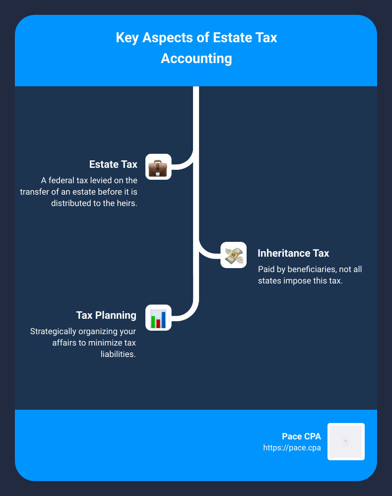 Key aspects of estate tax accounting - estate tax accountant infographic infographic-line-3-steps