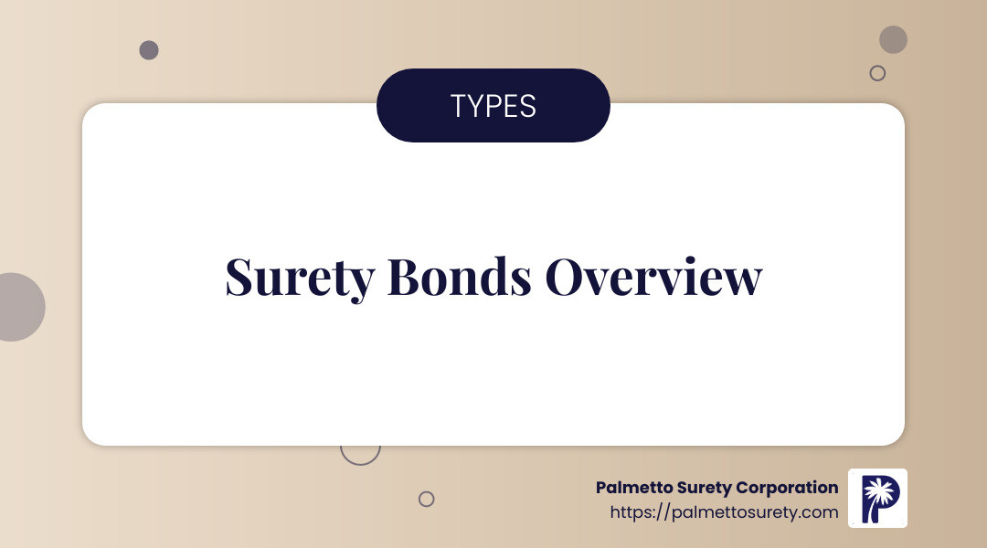Surety bond types overview - surety bond tampa infographic simple-info-landscape-card