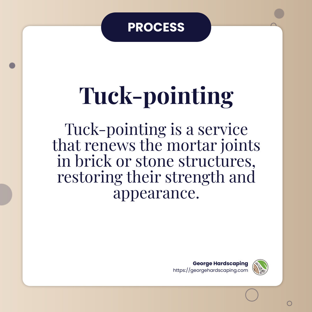 Tuck-pointing process - masonry construction services infographic simple-info-card