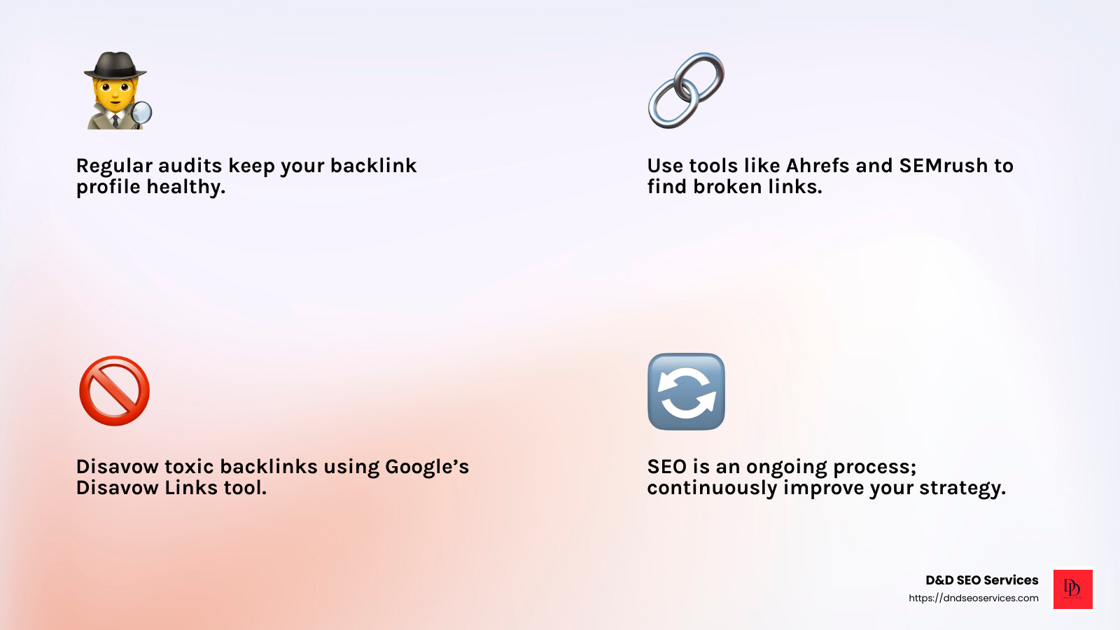 Toxic backlinks can harm your SEO. Regularly disavow them to maintain a healthy backlink profile. - How Many Backlinks Do You Need For Effective SEO infographic 4<em>facts</em>emoji_light-gradient Toxic backlinks can harm your SEO. Regularly disavow them to maintain a healthy backlink profile. - How Many Backlinks Do You Need For Effective SEO infographic 4<em>facts</em>emoji_light-gradient