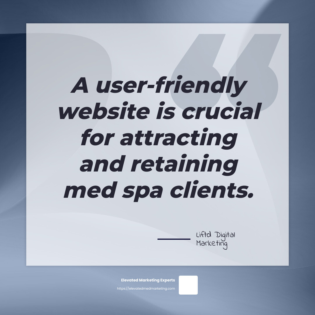 Quote about the importance of a user-friendly website in attracting med spa clients - best medical spa websites infographic simple-quote-gray