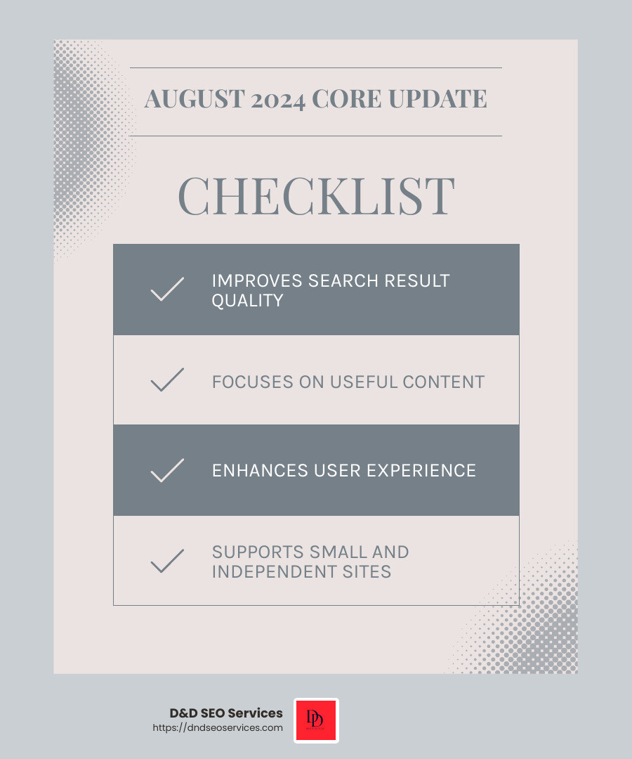 Google's focus on useful content - Google’s August 2024 core update infographic checklist-light-blue-grey Google's focus on useful content - Google’s August 2024 core update infographic checklist-light-blue-grey