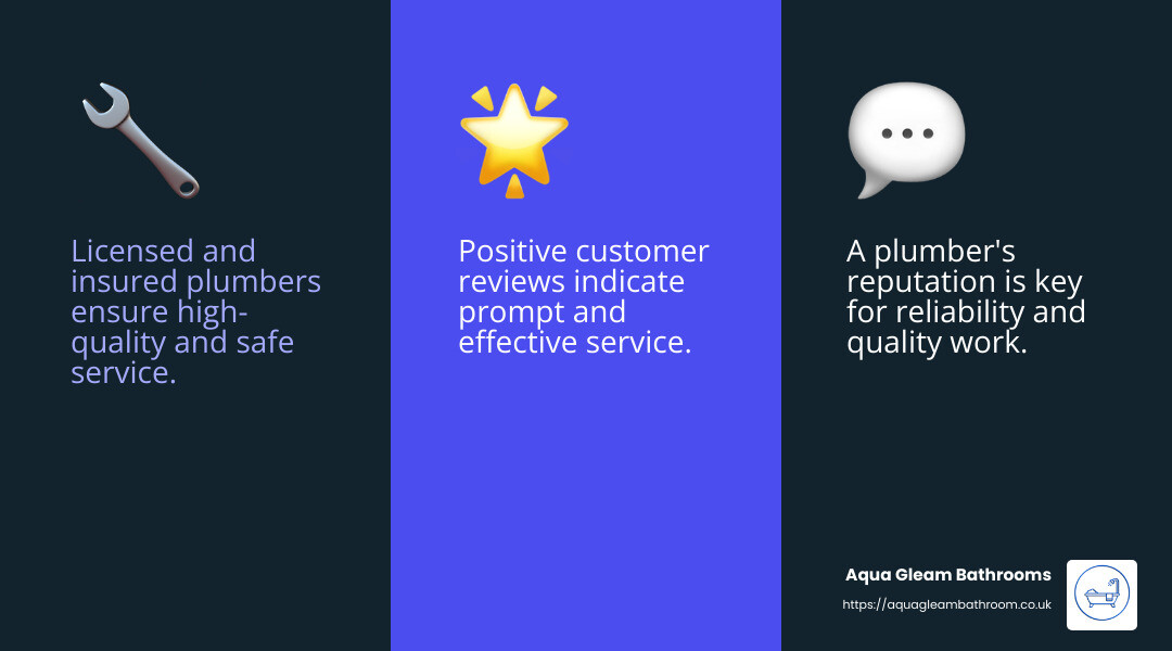 Licensed and insured professionals ensure high-quality and safe service. - 24 hour plumbing repair near me infographic 3_facts_emoji_blue