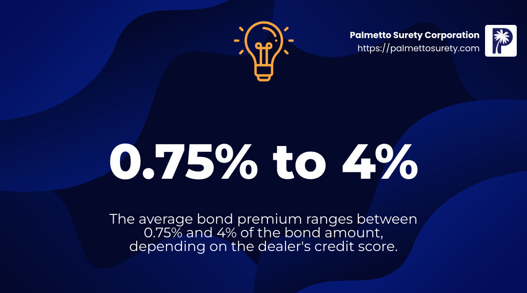 Statistical insight: the average bond premium ranges between 0. 75% and 4% of the bond amount, depending on the dealer's credit score. - fl auto dealer bond infographic simple-stat-landscape-lightbulb