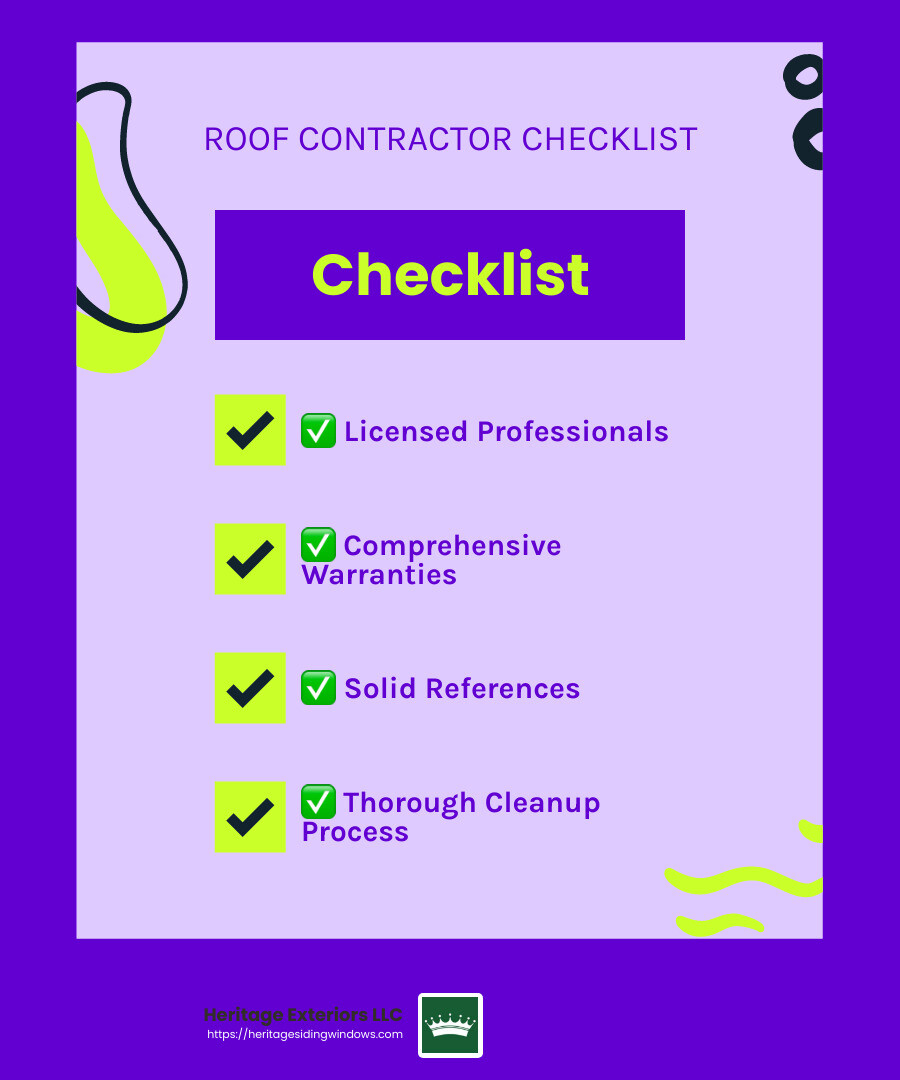 Ensure your contractor has a clear cleanup process - roof repair natick ma infographic checklist-fun-neon