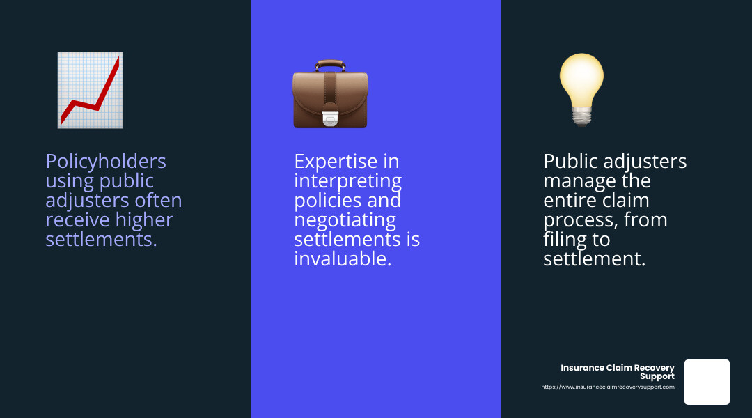 Public Adjusters Secure Higher Payments - free public adjuster near me infographic 3_facts_emoji_blue
