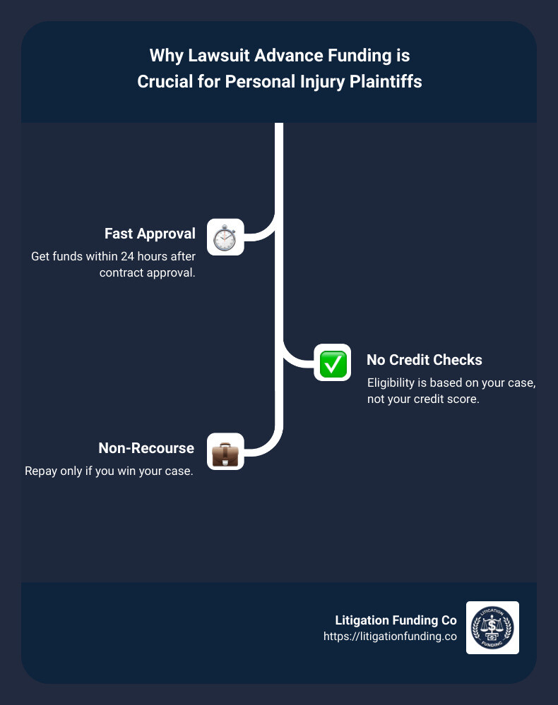 Benefits and Risks of Lawsuit Advance Funding Infographic - lawsuit advance funding infographic infographic-line-3-steps