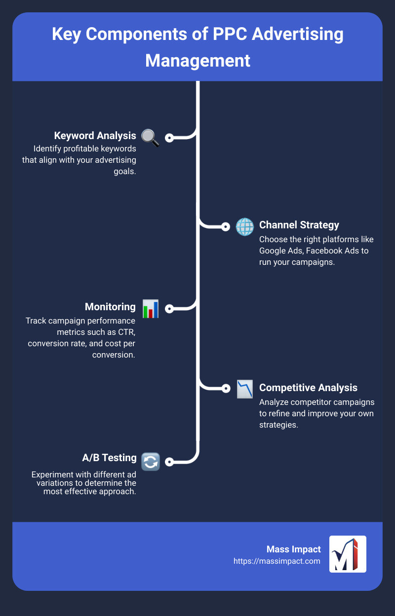 Key Components of PPC Advertising Management - ppc advertising management infographic infographic-line-5-steps