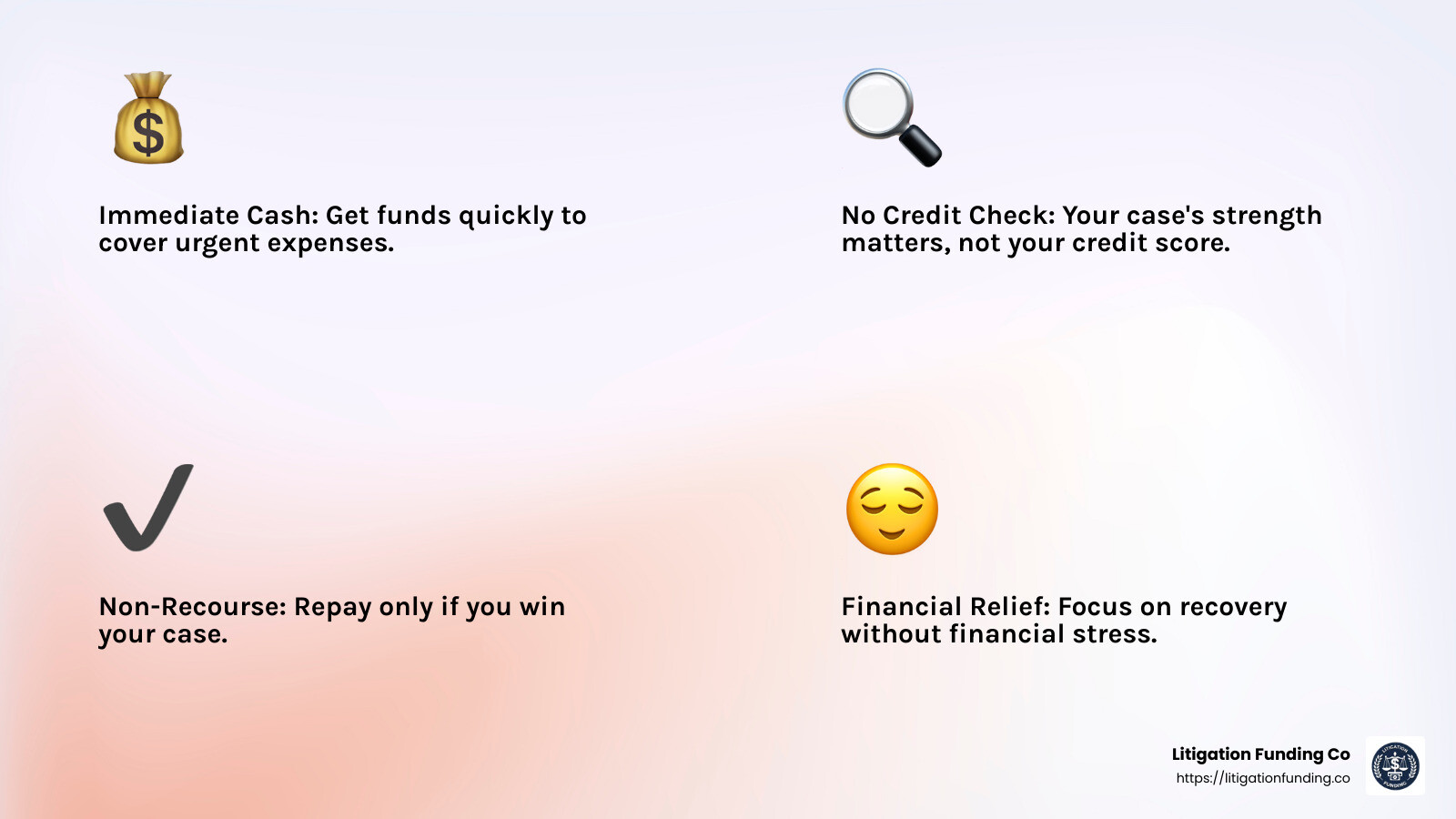 Non-Recourse Loan: No Repayment if You Lose - personal injury lawsuit advance infographic 4<em>facts</em>emoji_light-gradient Non-Recourse Loan: No Repayment if You Lose - personal injury lawsuit advance infographic 4<em>facts</em>emoji_light-gradient
