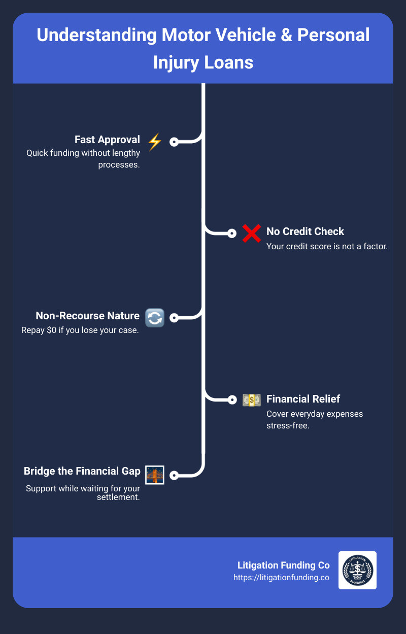 Personal Injury Loan Process Infographic - Motor Vehicle & Personal Injury Loans infographic infographic-line-5-steps