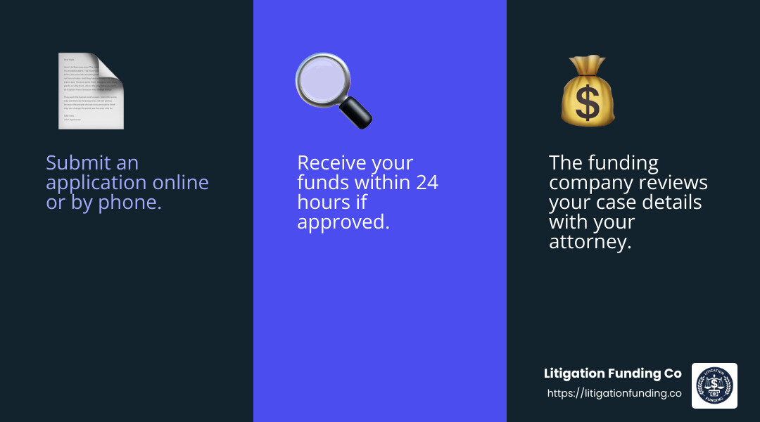Quick approval process - litigation cash advance infographic 3_facts_emoji_blue