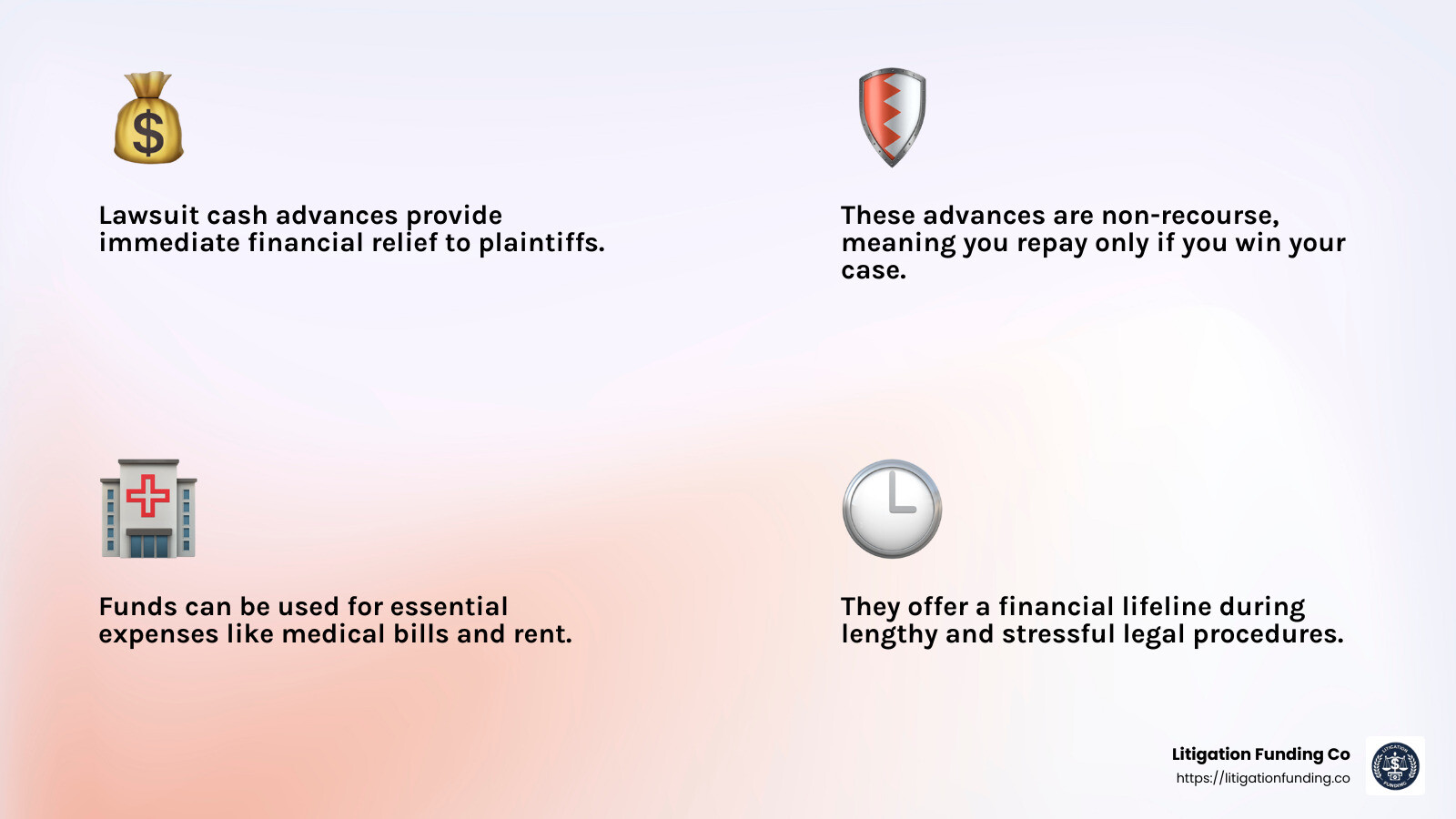 Understanding Lawsuit Cash Advances - lawsuit cash advance reviews infographic 4_facts_emoji_light-gradient