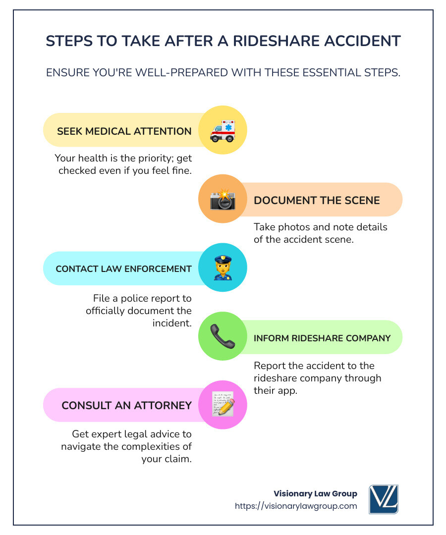 Free Consultation - long beach rideshare accident attorney infographic infographic-line-5-steps-colors