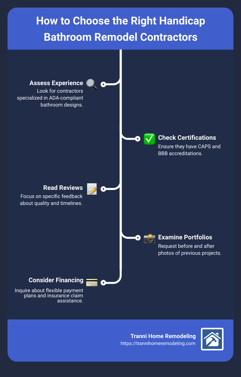 Comprehensive Guide to Handicap Bathroom Remodel - handicap bathroom remodel contractors infographic infographic-line-5-steps