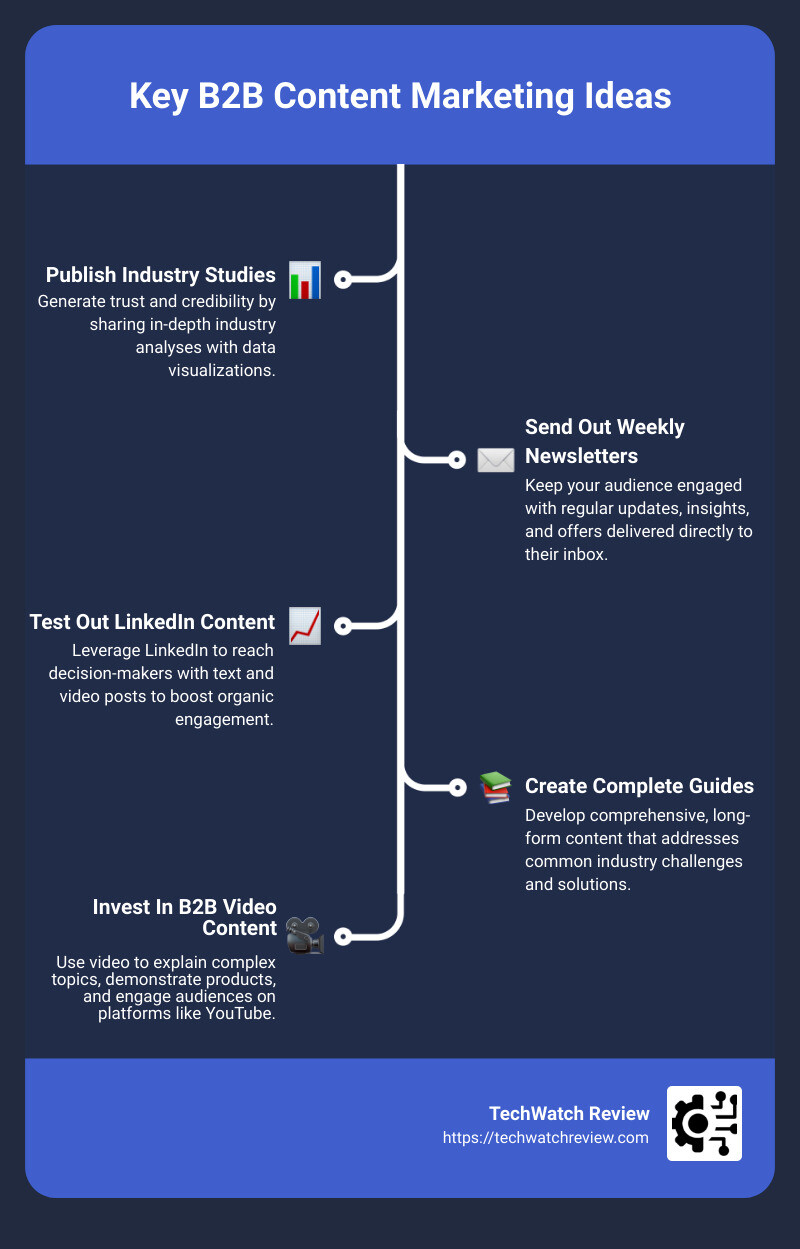 Overview of B2B Content Marketing Strategies - b2b content marketing ideas infographic infographic-line-5-steps