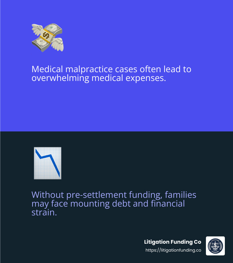 Stat about medical malpractice costs - medical malpractice lawsuit pre settlement funding loan infographic 2_facts_emoji_blue
