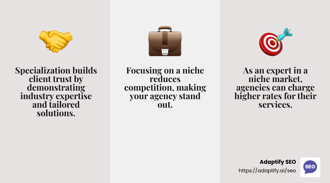 Specialization Benefits - grow your agency infographic 3_facts_emoji_grey