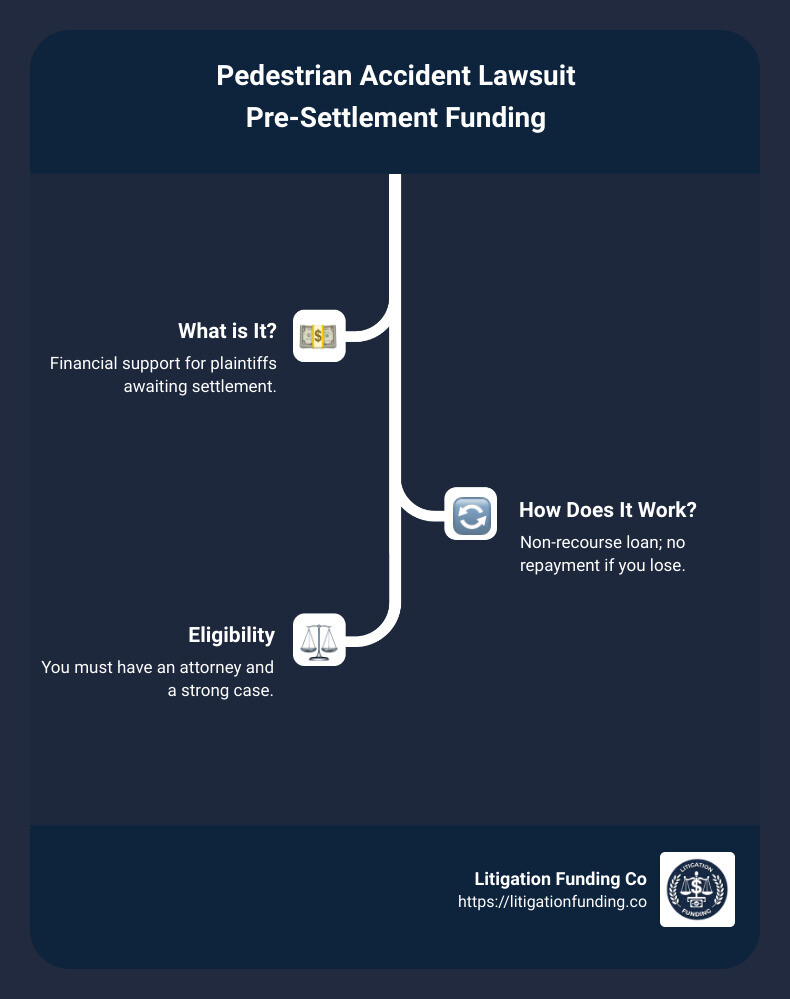 infographic on pre-settlement funding - pedestrian accident lawsuit pre settlement funding loan infographic infographic-line-3-steps