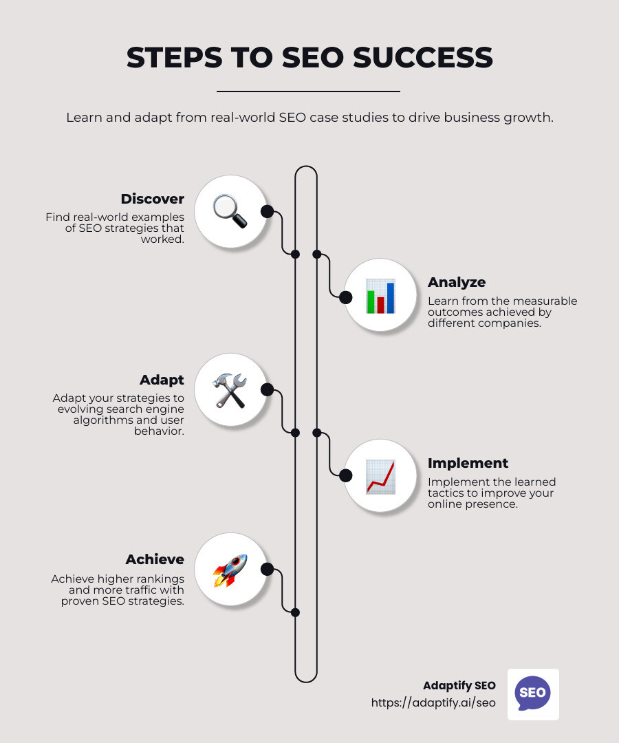 SEO Success - search engine optimization case studies infographic infographic-line-5-steps-neat_beige