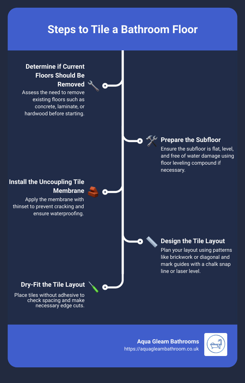 Steps to tile a bathroom floor - tiling a bathroom floor infographic infographic-line-5-steps