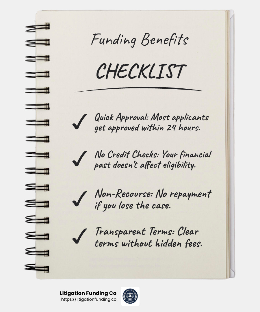 Non-Recourse Cash Advances - wrongful death lawsuit pre settlement funding loan infographic checklist-notebook