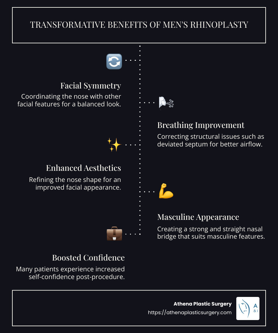 Men's Rhinoplasty Before and After Quick Facts - men's rhinoplasty before and after infographic infographic-line-5-steps-dark