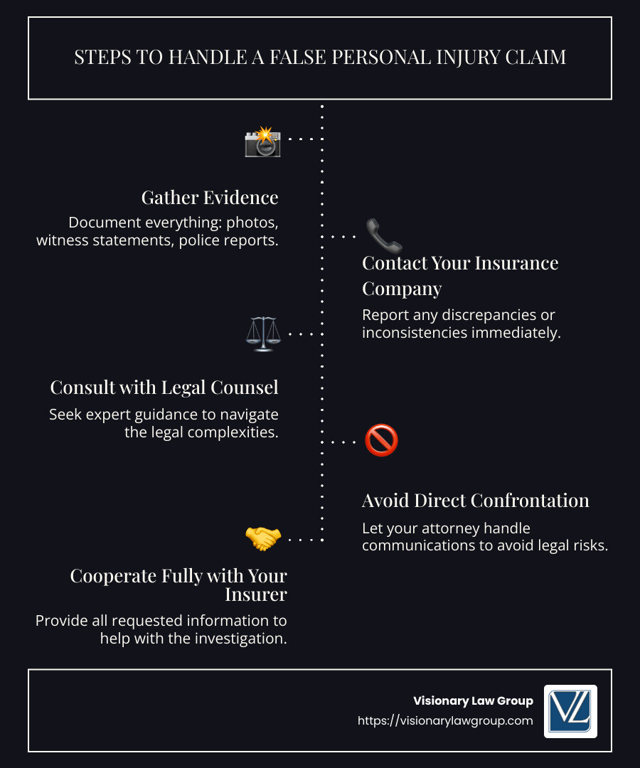steps to handle false personal injury claims - false personal injury claim against me infographic infographic-line-5-steps-dark
