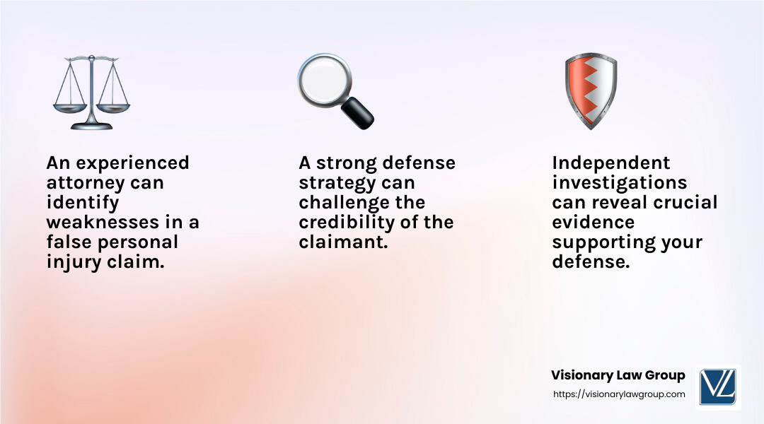 Hiring a skilled attorney can significantly improve your chances of successfully defending against a false personal injury claim. - false personal injury claim against me infographic 3_facts_emoji_light-gradient