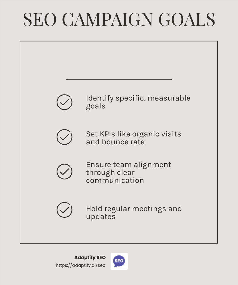 SEO goals and KPIs - seo roadblock infographic checklist-light-beige