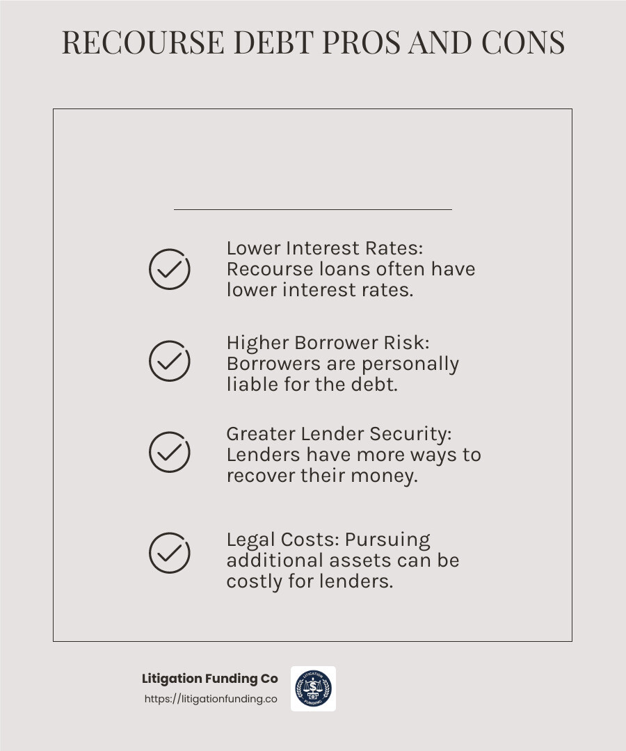 Recourse Debt Advantages and Disadvantages - non recourse vs recourse debt infographic checklist-light-beige