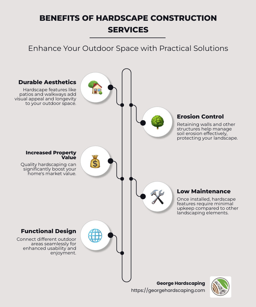 Benefits of Hardscaping Services - hardscape construction service infographic infographic-line-5-steps-neat_beige