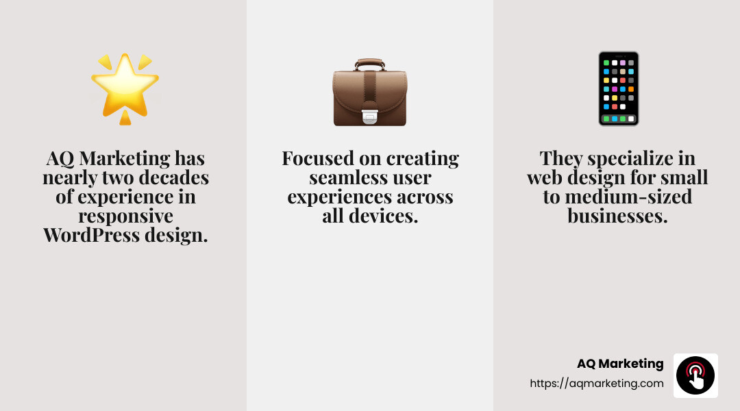 AQ Marketing has been recognized for its expertise in small business web design and law firm web design. - website design company infographic 3<em>facts</em>emoji_grey AQ Marketing has been recognized for its expertise in small business web design and law firm web design. - website design company infographic 3<em>facts</em>emoji_grey