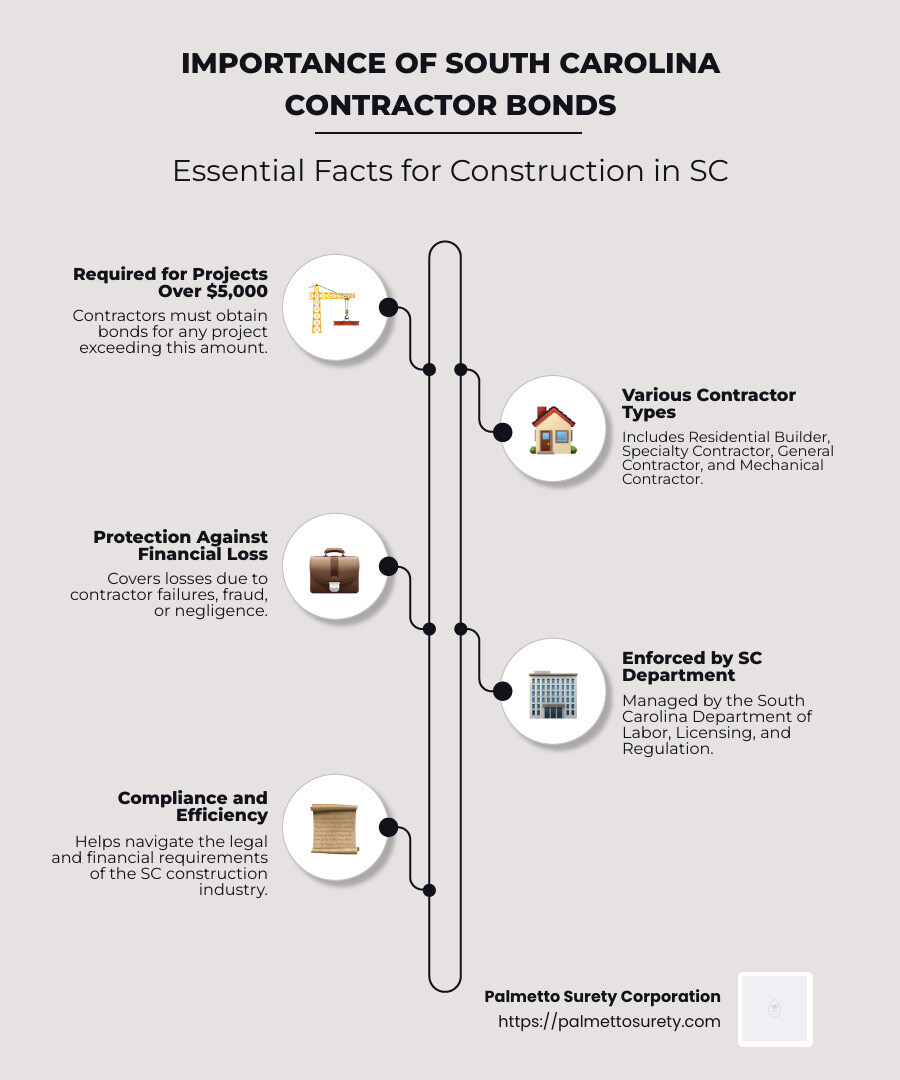 Navigating contractor bonds in south carolina: a detailed guide 1 Quick facts about south carolina contractor bonds - south carolina contractor bonds infographic infographic-line-5-steps-neat_beige