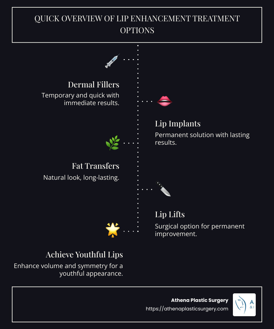 Lip Improvement Treatment Options Infographic - lip improvement treatment infographic infographic-line-5-steps-dark