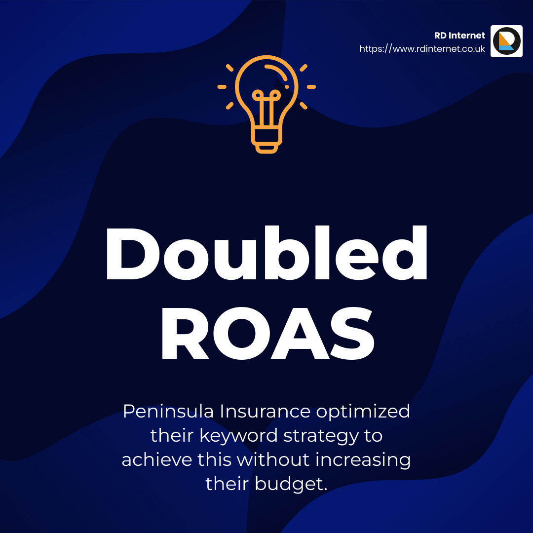 Peninsula Insurance doubled their return on ad spend (ROAS) - does pay per click advertising really work infographic simple-stat-lightbulb