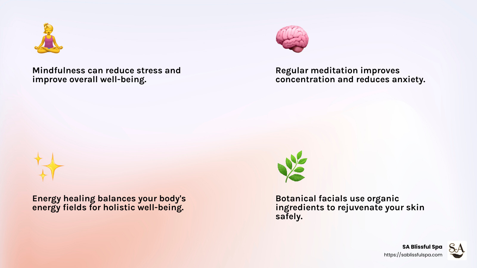 Quote on the benefits of mindfulness and meditation - The Art of Rejuvenation: How Our Spa Services Revitalize Your Mind and Body infographic 4<em>facts</em>emoji_light-gradient Quote on the benefits of mindfulness and meditation - The Art of Rejuvenation: How Our Spa Services Revitalize Your Mind and Body infographic 4<em>facts</em>emoji_light-gradient