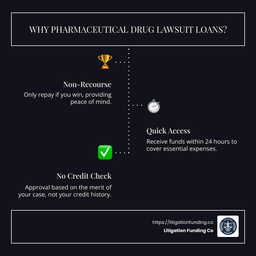 pharmaceutical lawsuit infographic - pharmaceutical drug lawsuit loans infographic infographic-line-3-steps-dark