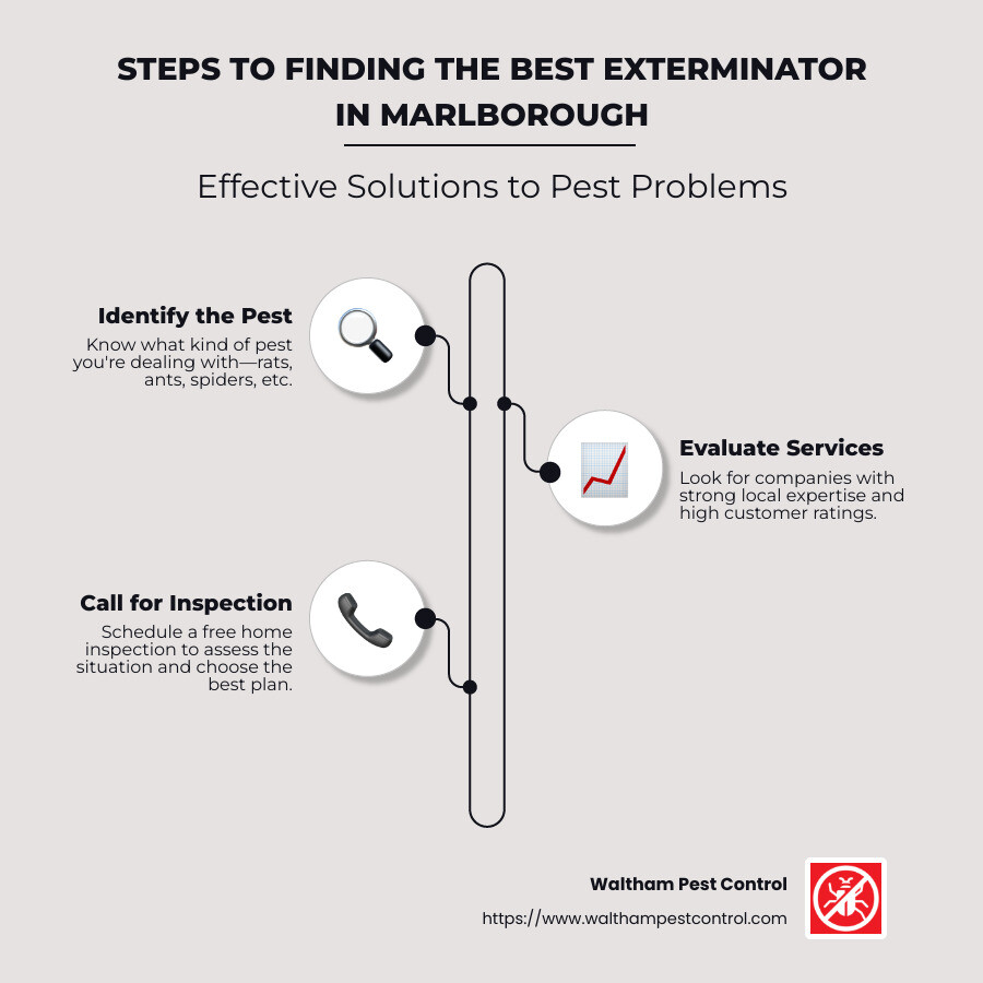 Steps to Finding the Best Exterminator in Marlborough - exterminator marlborough infographic infographic-line-3-steps-neat_beige