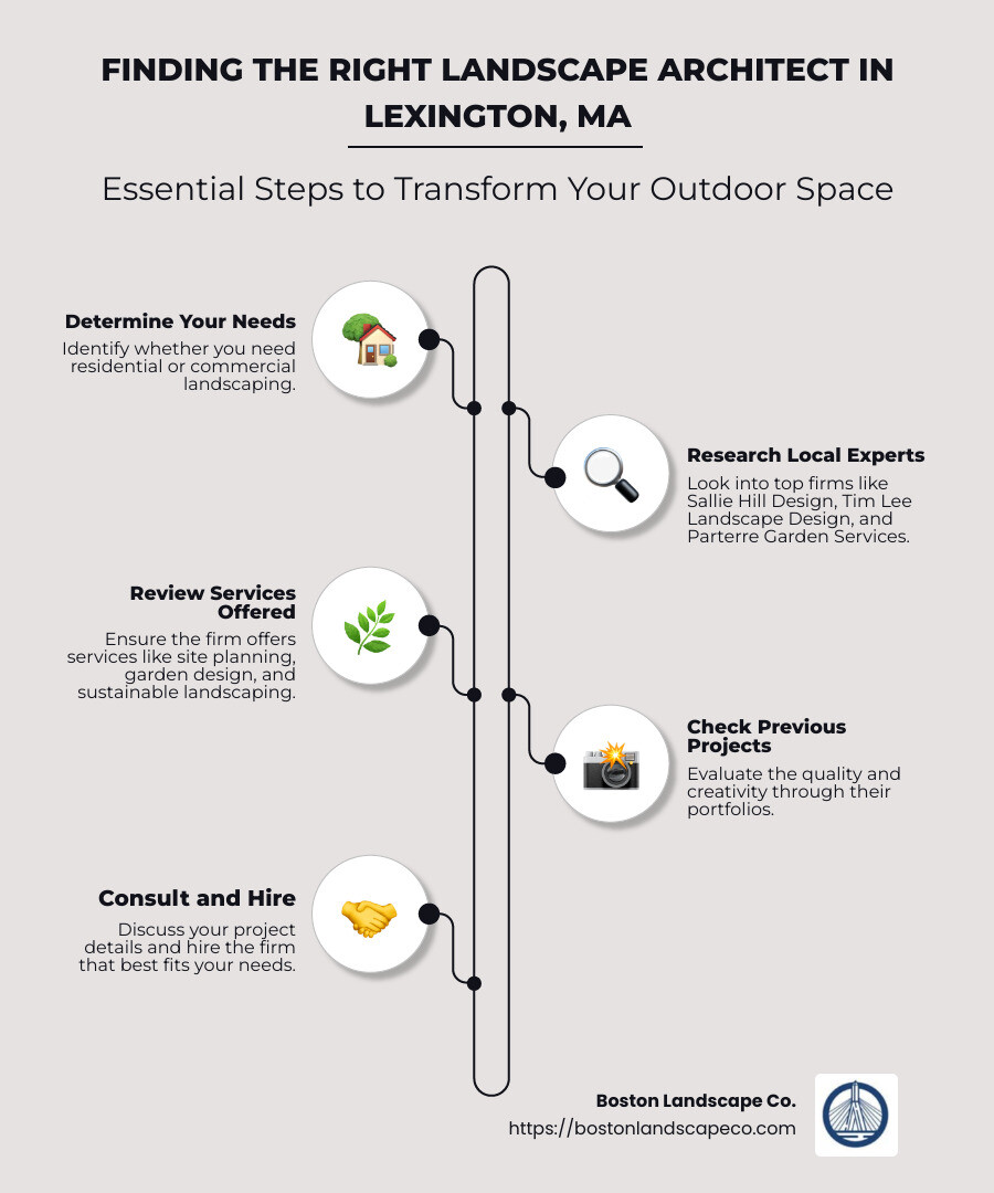 Landscape Architect Services Infographic - landscape architect lexington ma infographic infographic-line-5-steps-neat_beige